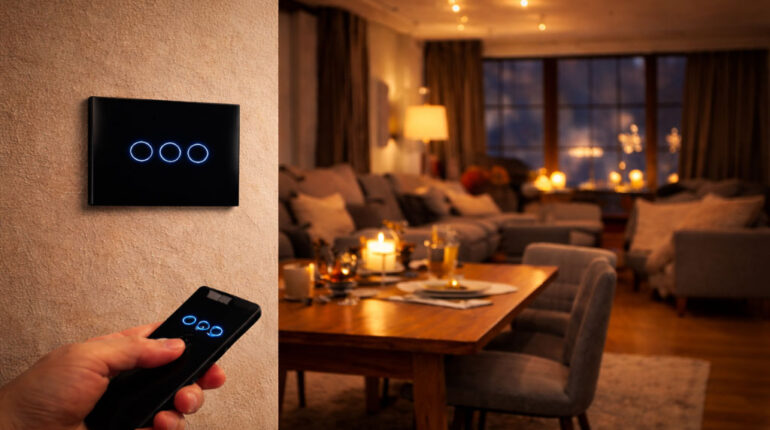 Nowoczesne oświetlenie dotykowe w salonie – inteligentne światło reagujące na dotyk i sterowanie zdalne